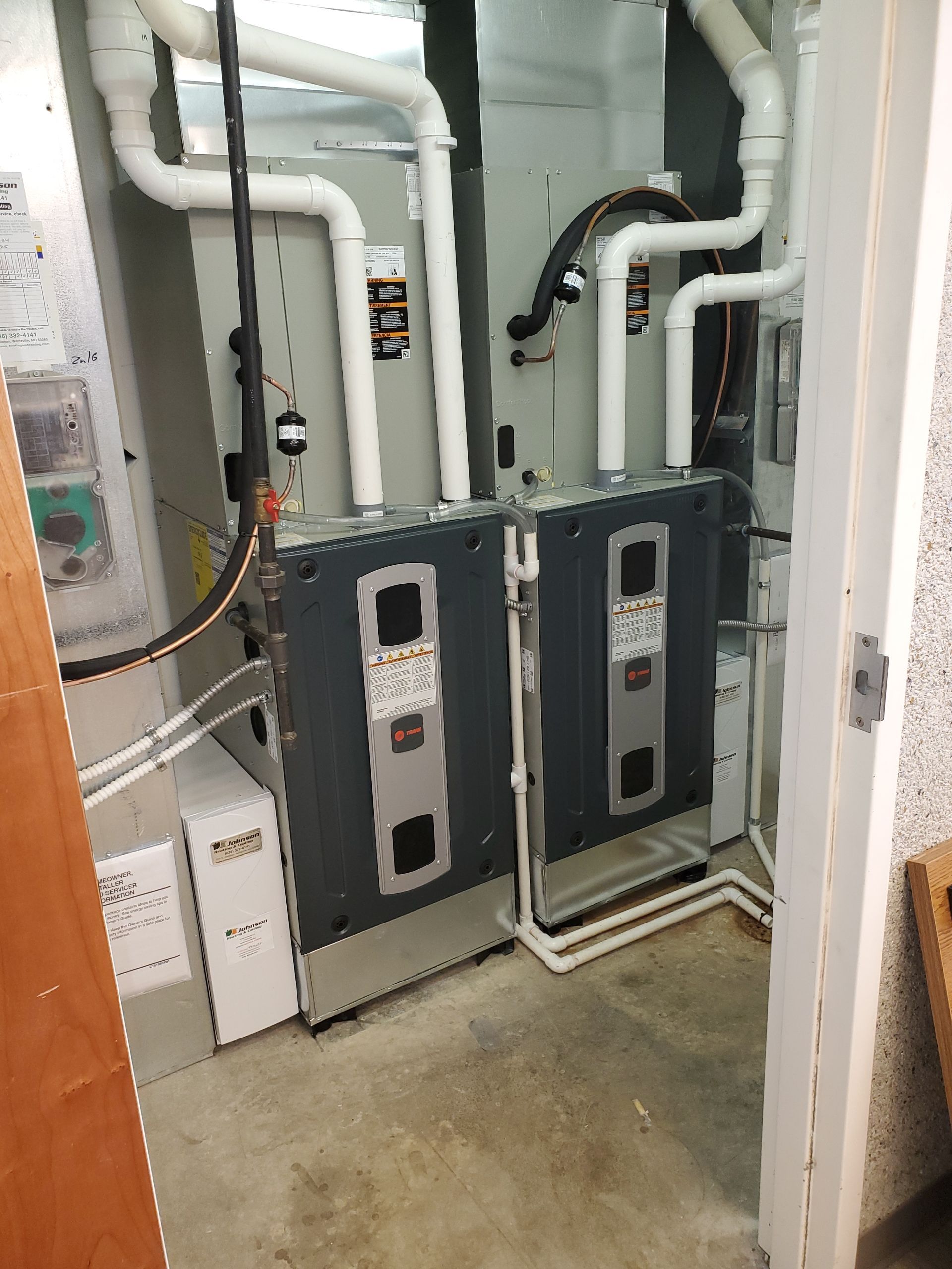 A room with a new furnace installation