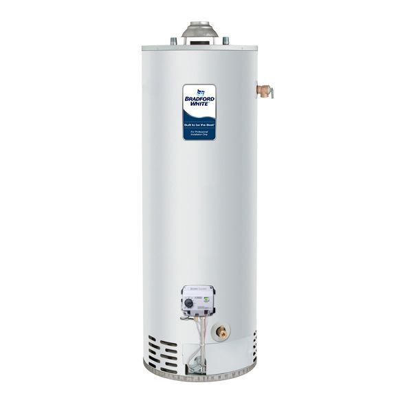 A white gas water heater on a white background