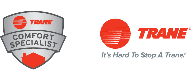 Two logos for trane comfort specialist and it 's hard to stop a trane