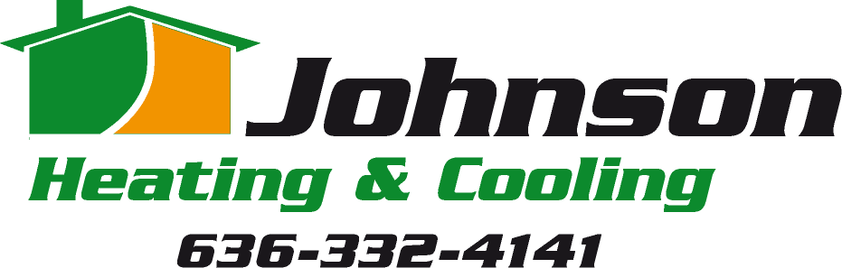 A logo for johnson heating and cooling with a phone number