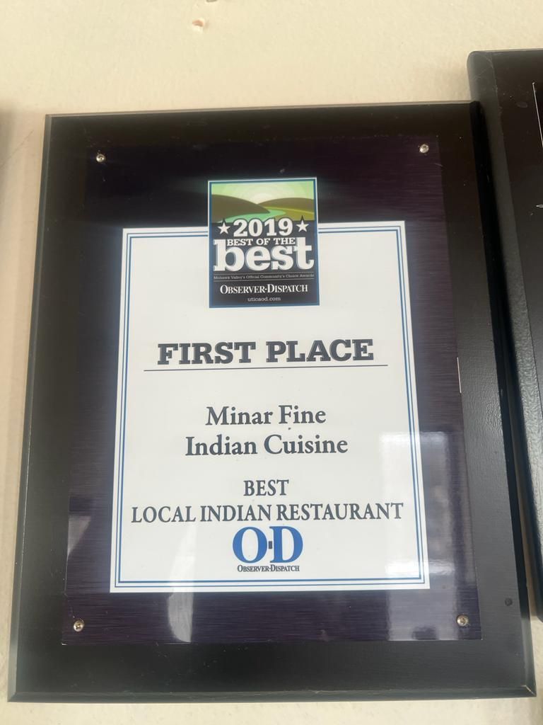 Plaque for Minat Fine Indian Cuisine,