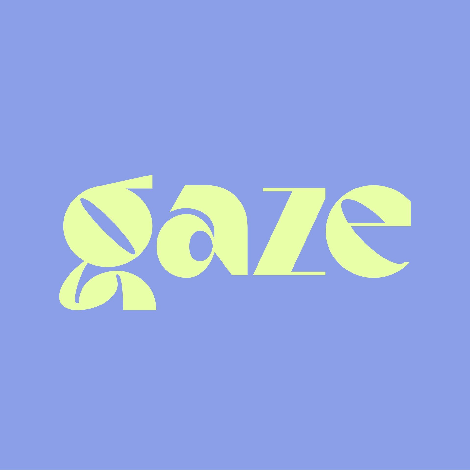 blue background with pale yellow text GAZE logo