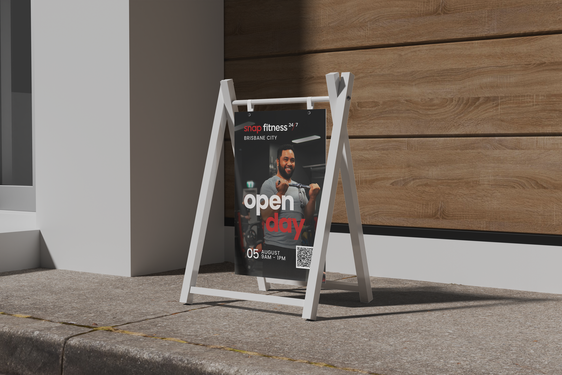 A sign that says `` open daily '' is sitting on the sidewalk in front of a building.