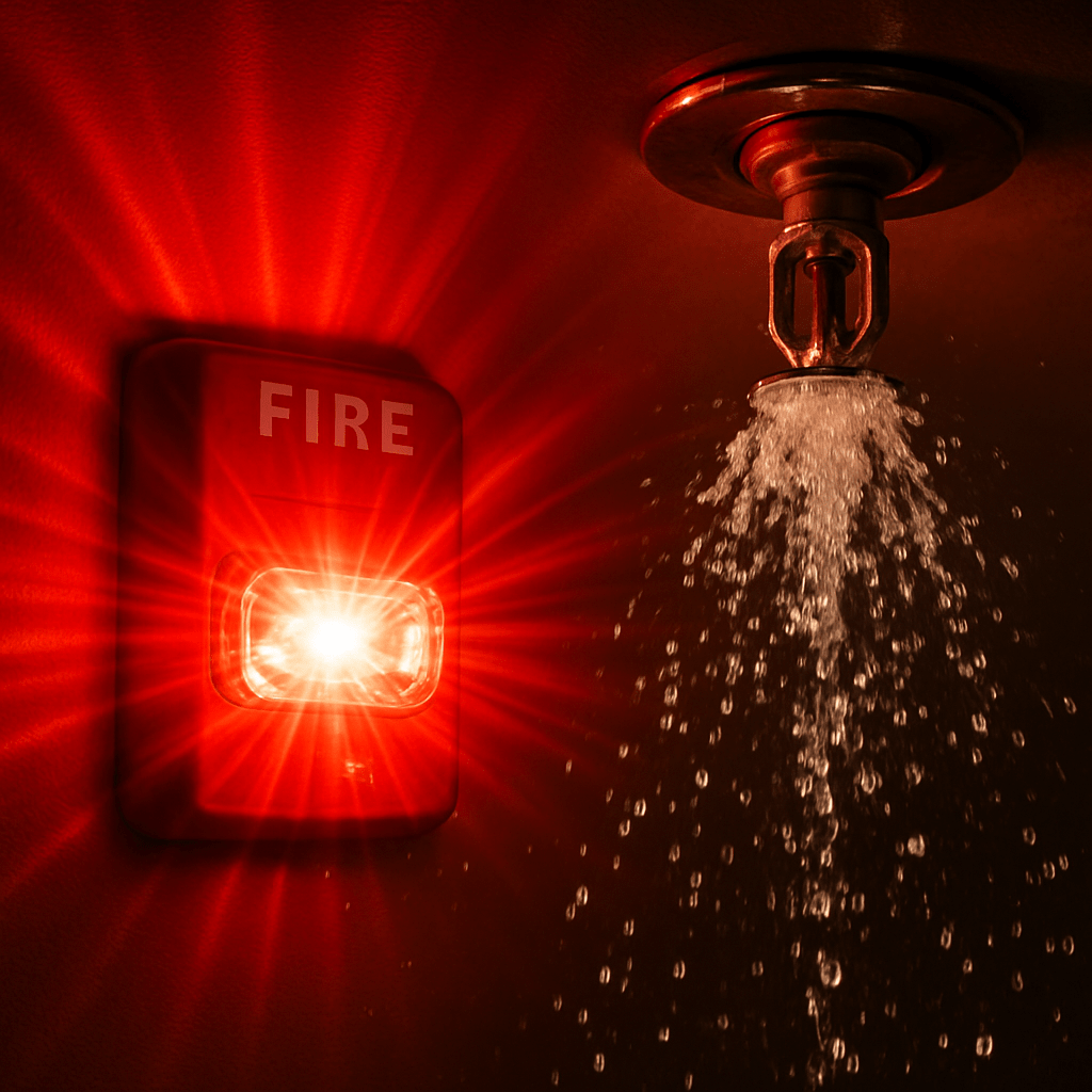fire alarm and fire sprinkler