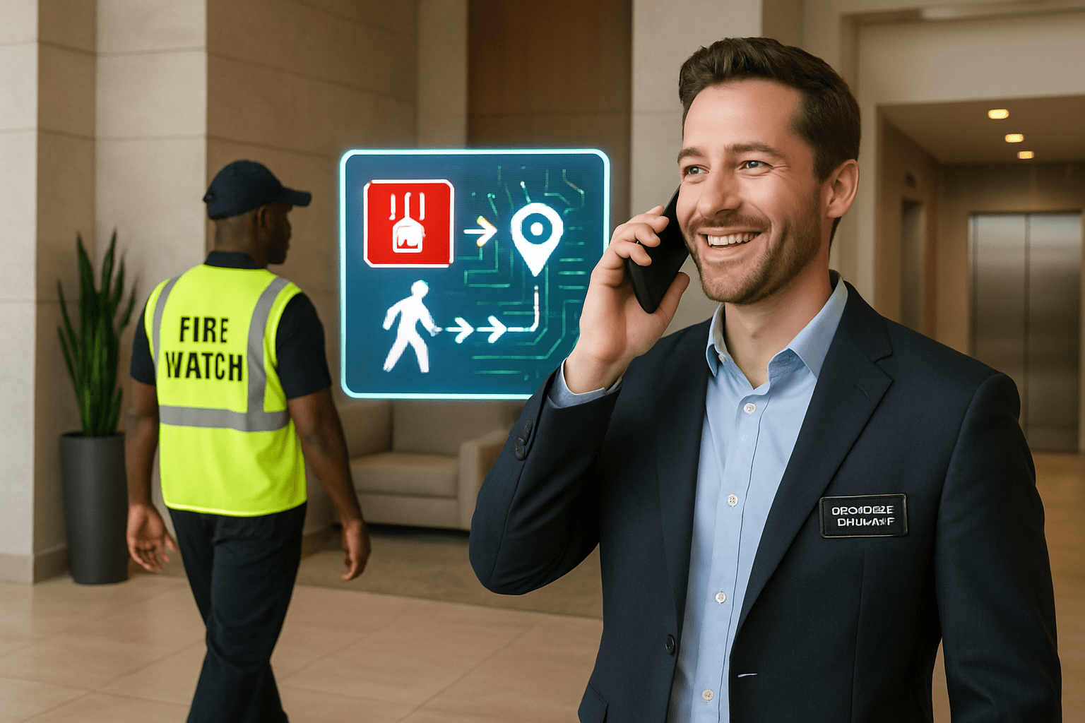 property manager with fire watch officer