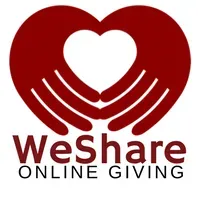 WeShare Online Giving logo with red heart and white center on white background