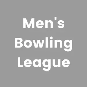 White text reading “Men’s Bowling League” on a gray background
