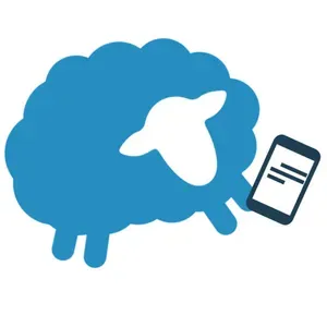 Blue cloud with a white cow silhouette and a tilted smartphone icon beside it