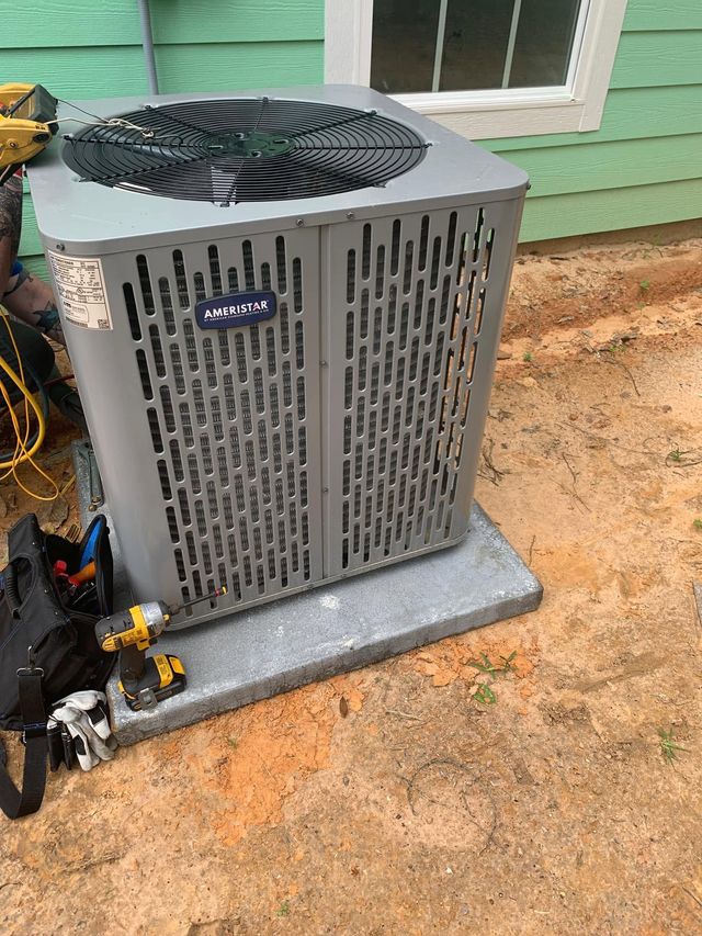 HVAC replacement installation in progress.