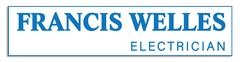 Logo for Francis Welles Electrician with blue text inside a rectangular border.