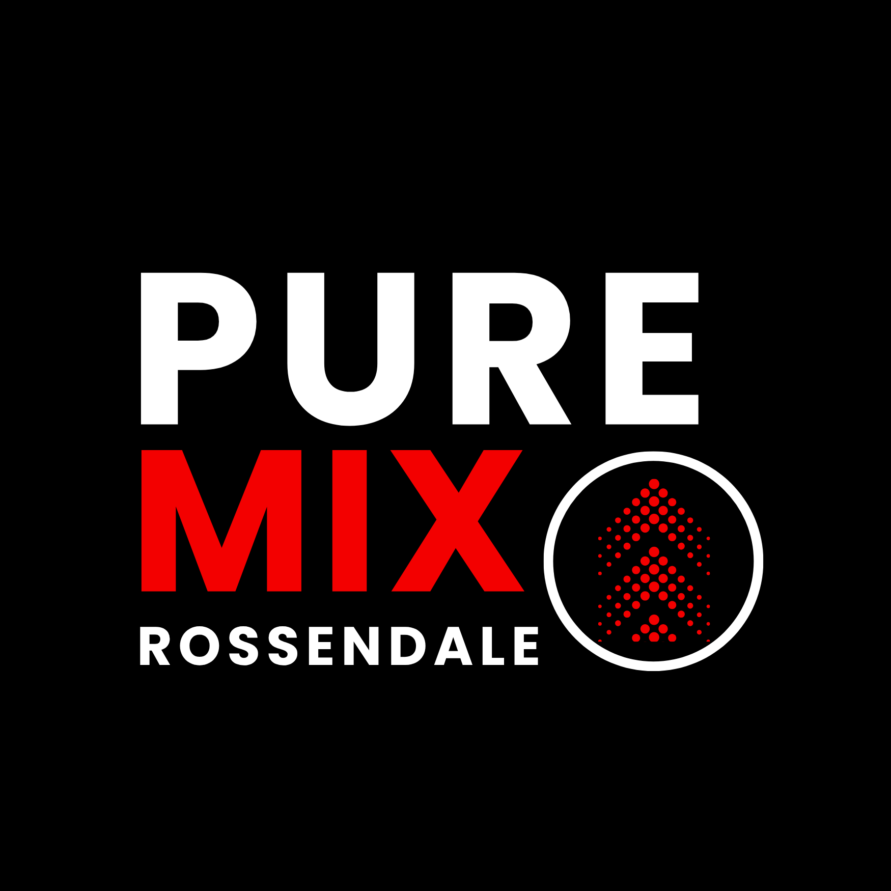 Black square with White and Red PureMix Ready Mix Concrete logo who are based in Rossendale.