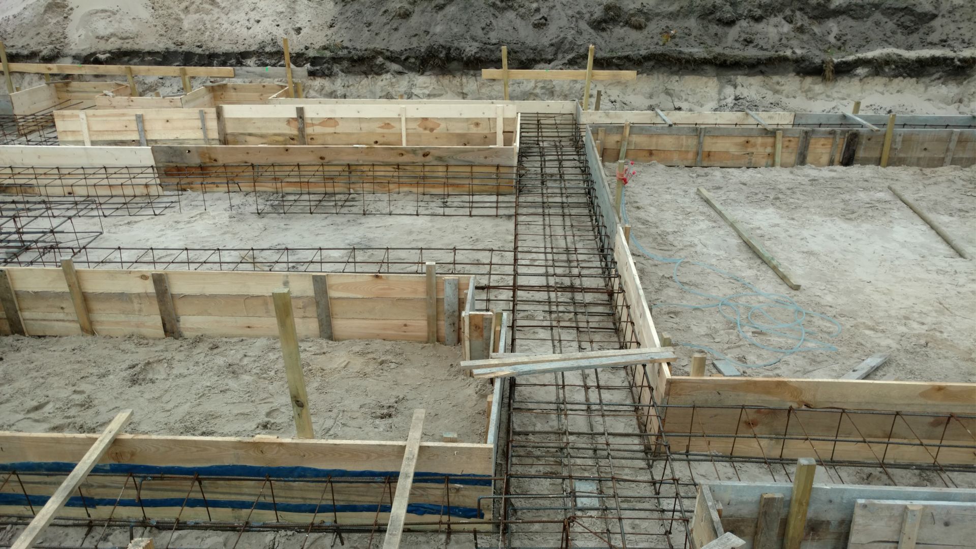 Wooden shutters around concrete foundations supplied by PureMix Concrete in Rossendale