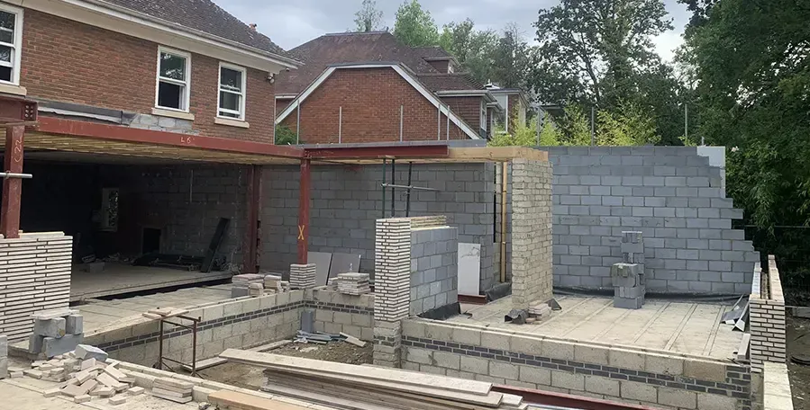 An extension being built in Rochdale using concrete supplied from PureMix Ready Mix Concrete