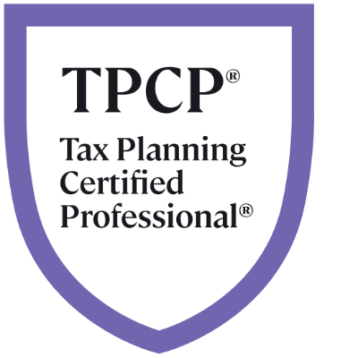 Purple-and-white shield logo for TPCP Tax Planning Certified Professional.