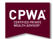 CPWA Certified Private Wealth Advisor logo in white on a maroon background
