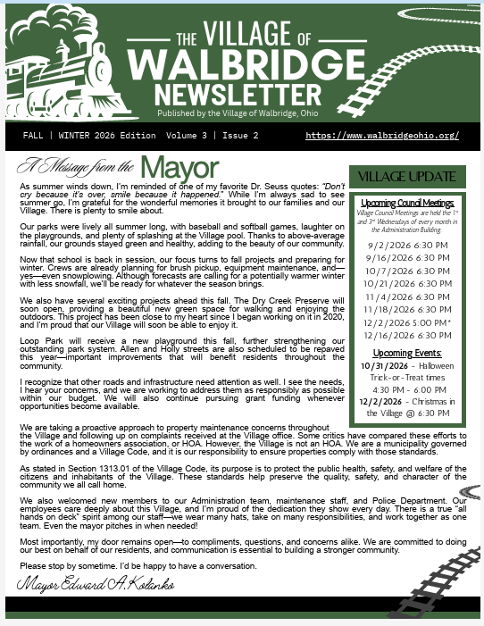 Walbridge Newsletter - Spring | Summer 2026 V3 | I1 - Click on the Image for the FULL Newsletter