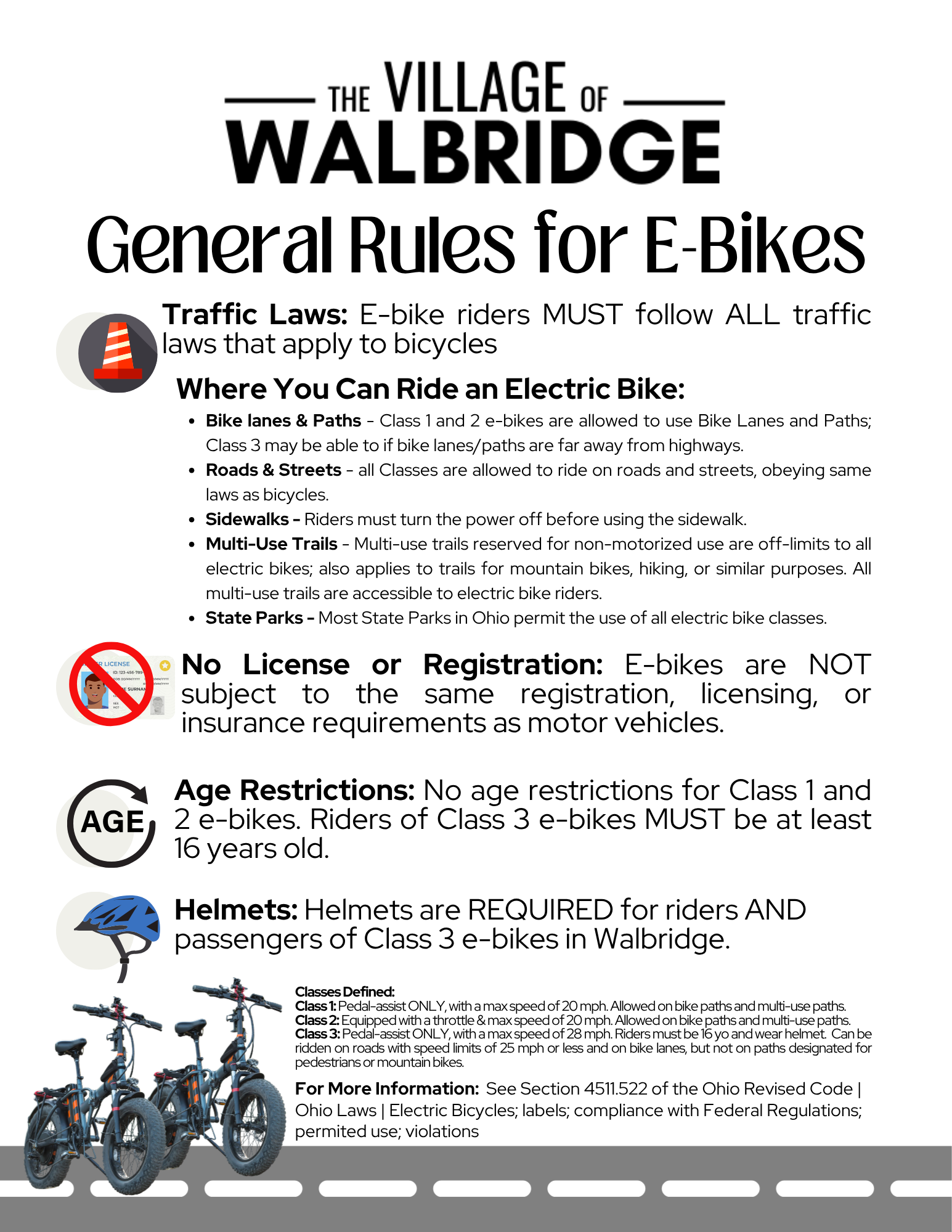 General Rules for eBikes in Walbridge