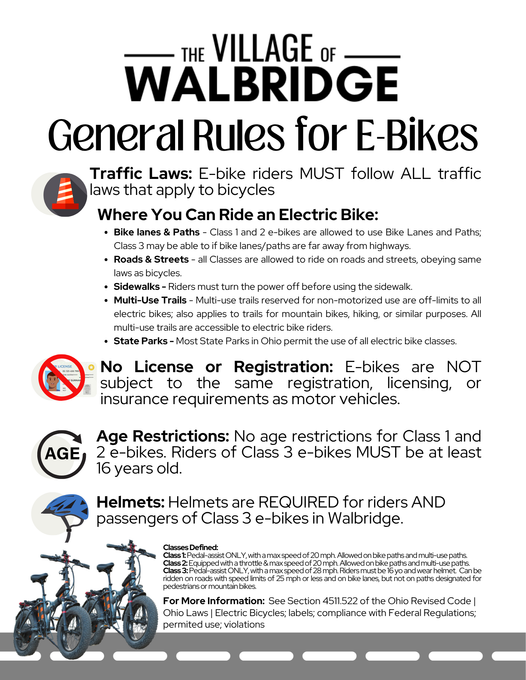 General Rules for EBikes in Walbridge