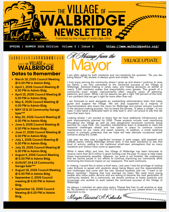 Walbridge Newsletter - Spring | Summer 2026 V3 | I1 - Click on the Image for the FULL Newsletter