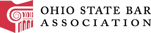 Ohio State Bar Association logo with red column icon and black text on white background