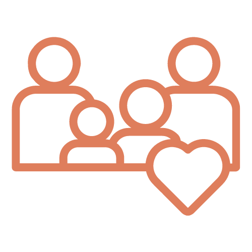 A family with two children and a heart between them.