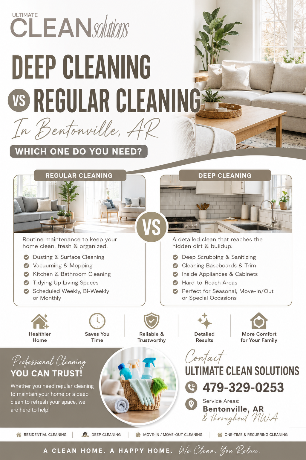Deep Cleaning vs Regular Cleaning in Bentonville AR
