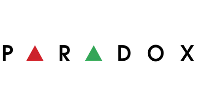 Texte « Paradoxe » avec des triangles rouges et verts pointant vers le haut remplaçant respectivement le A et le O.
