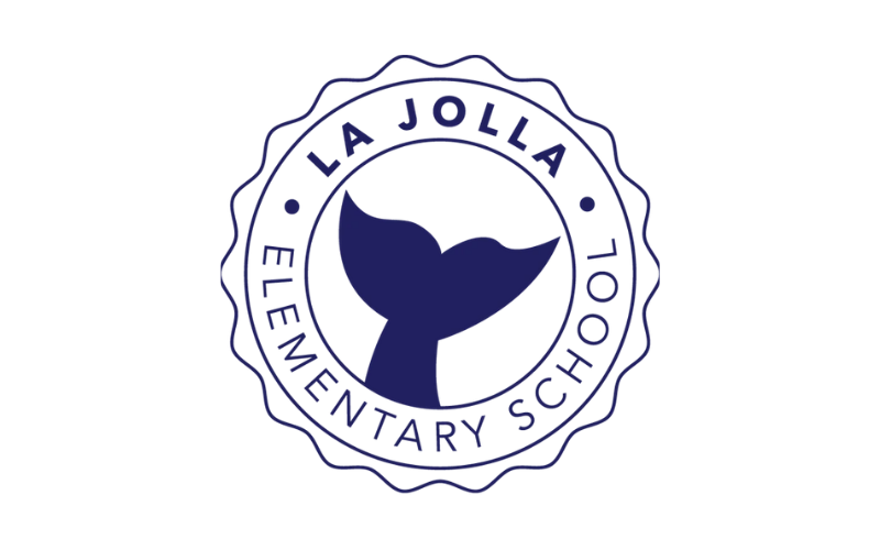 La Jolla Elementary School circular blue whale logo on a white background
