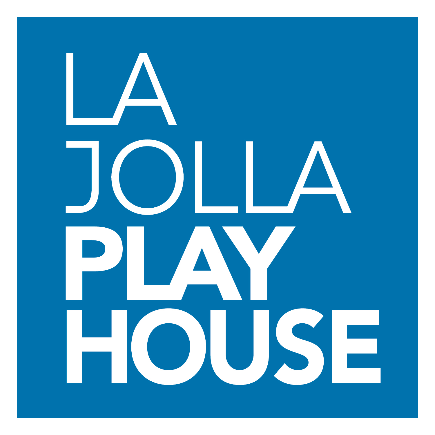 La Jolla Playhouse logo in white on a blue square background