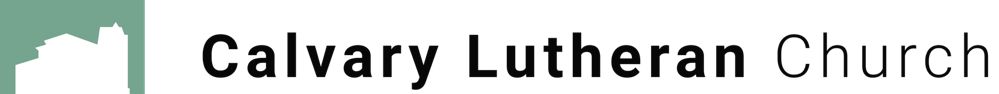 Calvary Lutheran Church logo with a green church icon and black text on a white background