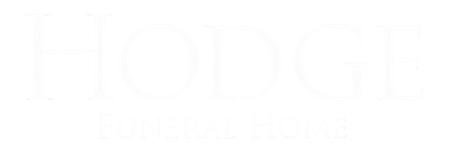 White text of Hodge Funeral Home