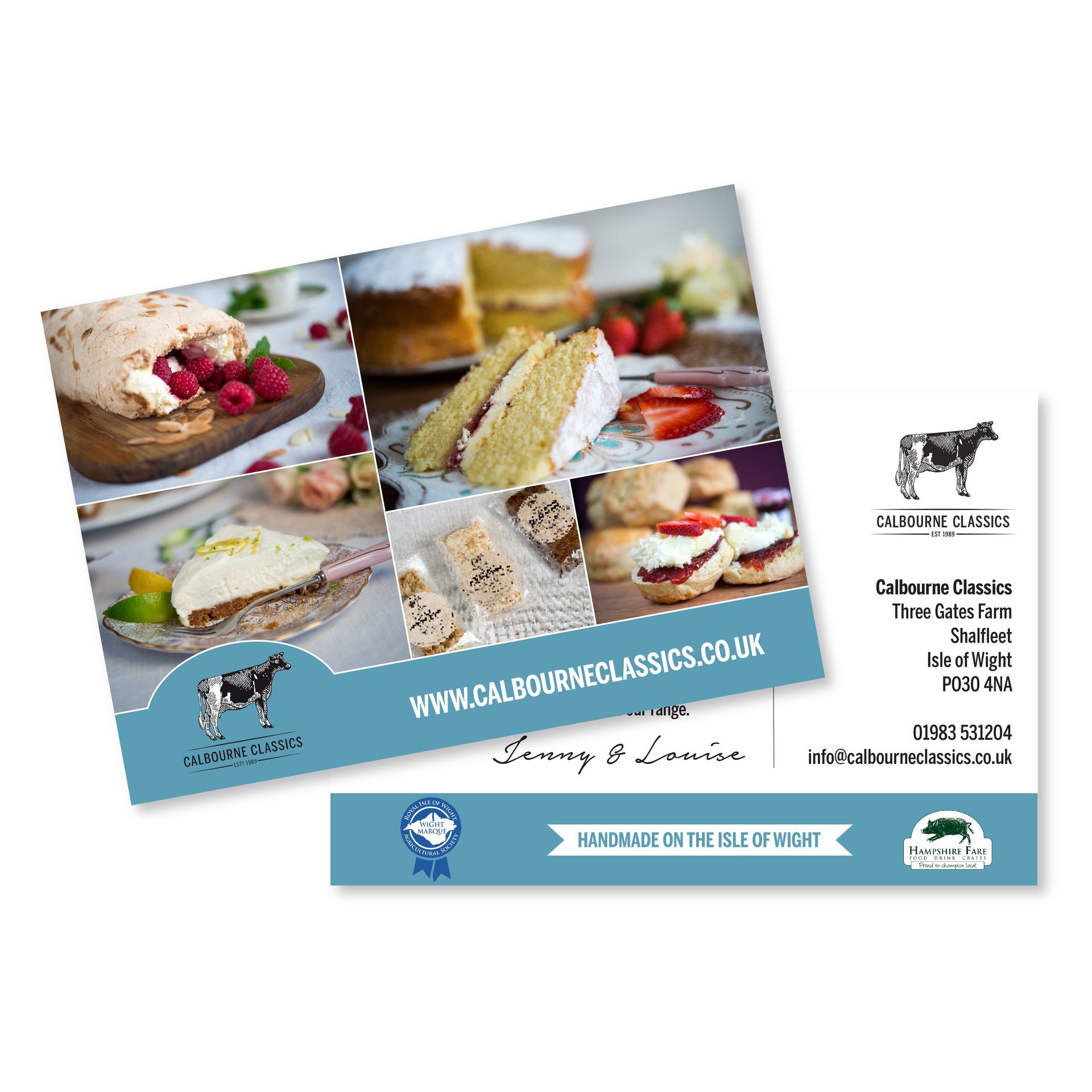 Business card: cakes collage,
