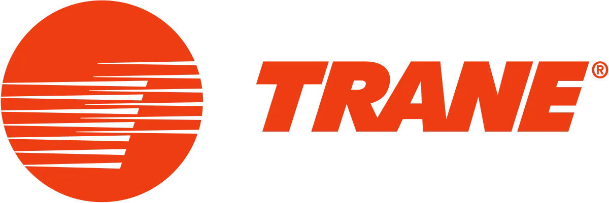 Orange Trane logo with a circle and the name