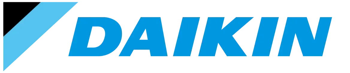 The Daikin logo in blue text with a black and blue graphic on the left.