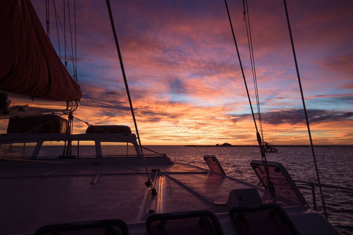 Catamaran Boat Sunset Views