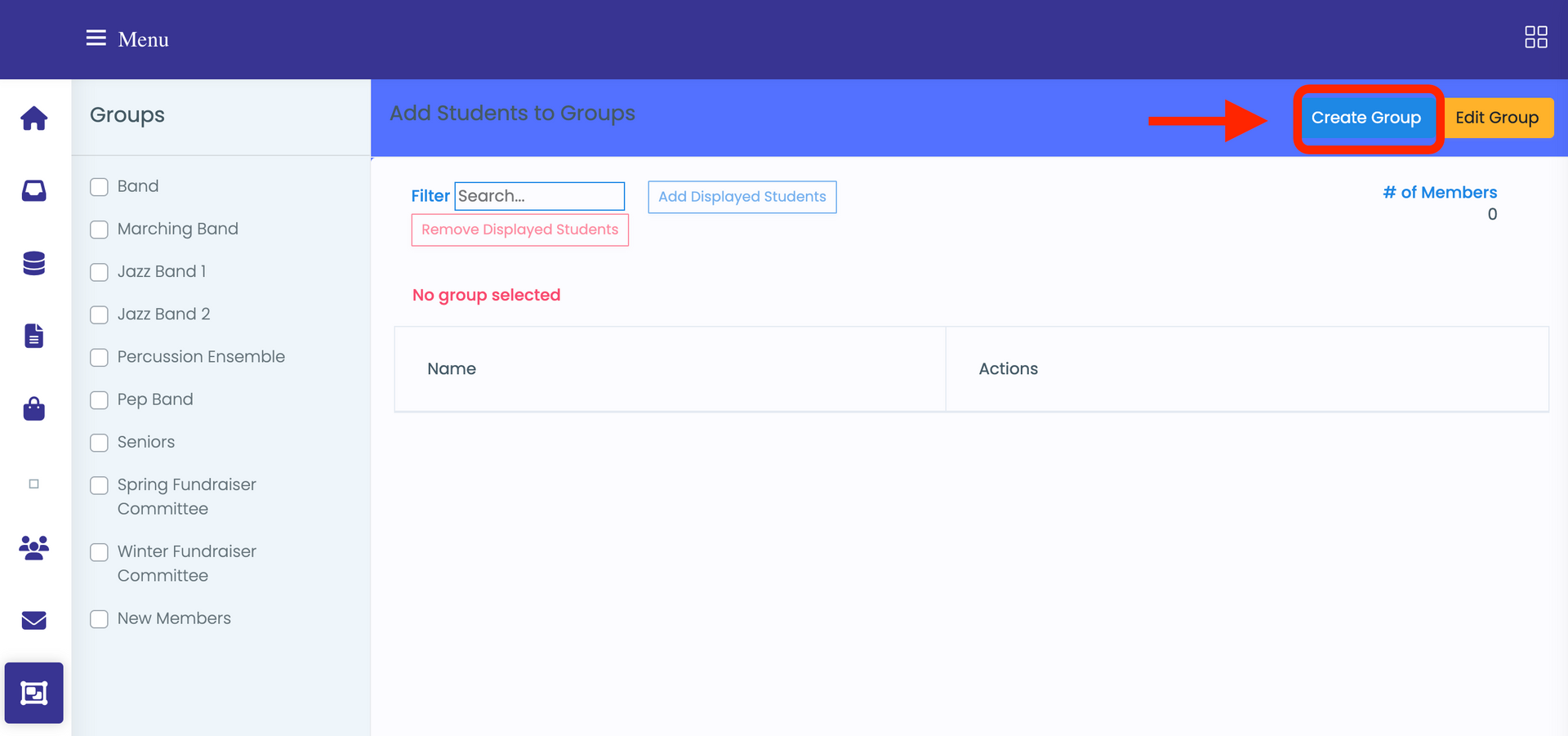 click create group