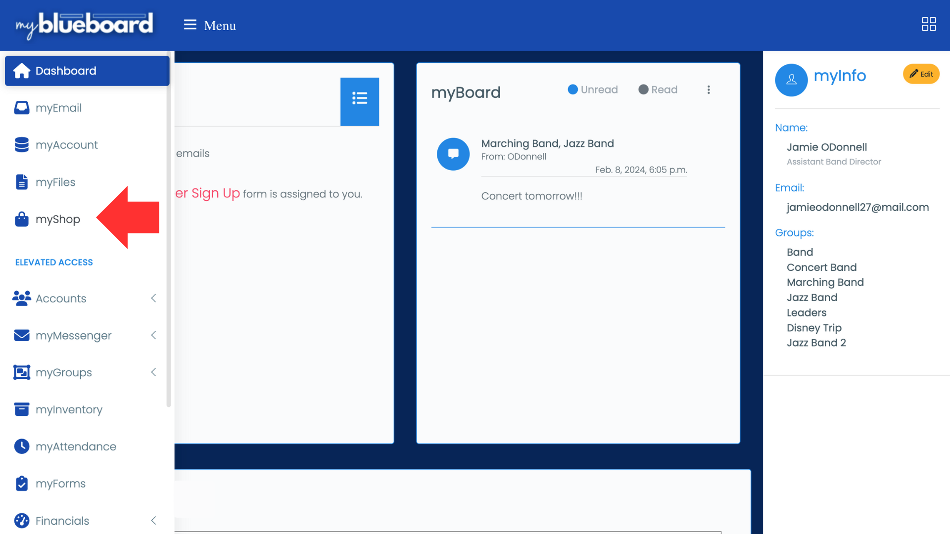 myblueboard dashboard 