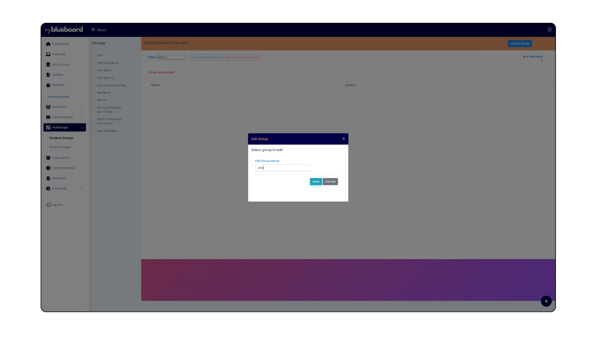 Editing Default Group