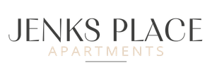Jenks Place Apartments logo in black and gold text on a white background
