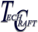 A blue logo for Tech Craft on a white background