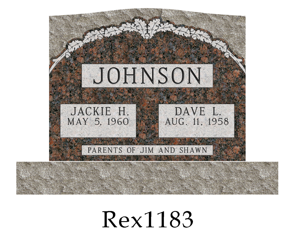 headstone for a couple with flower border