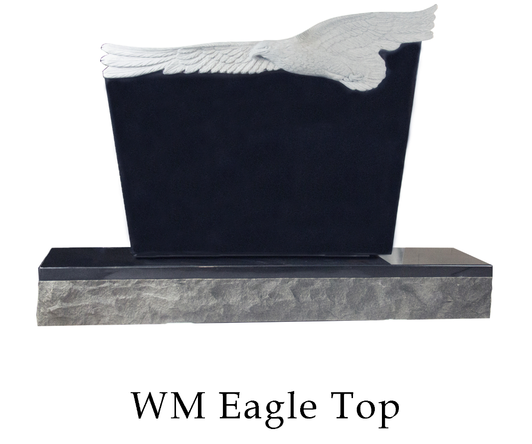 headstone with eagle carving at the top