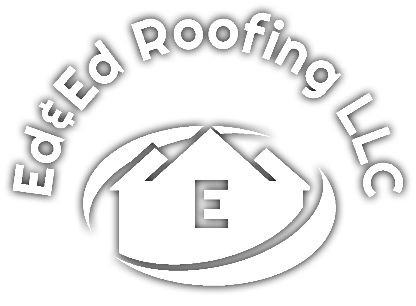 A black and white logo for edge ed roofing llc