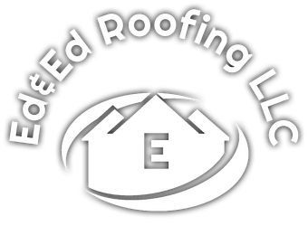 A black and white logo for edge ed roofing llc
