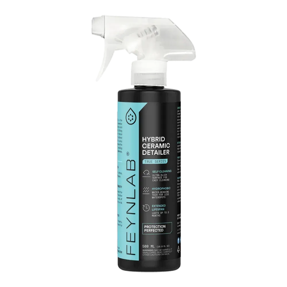 Black bottle of FEYNLAB Hybrid Ceramic Detailer with a spray nozzle.