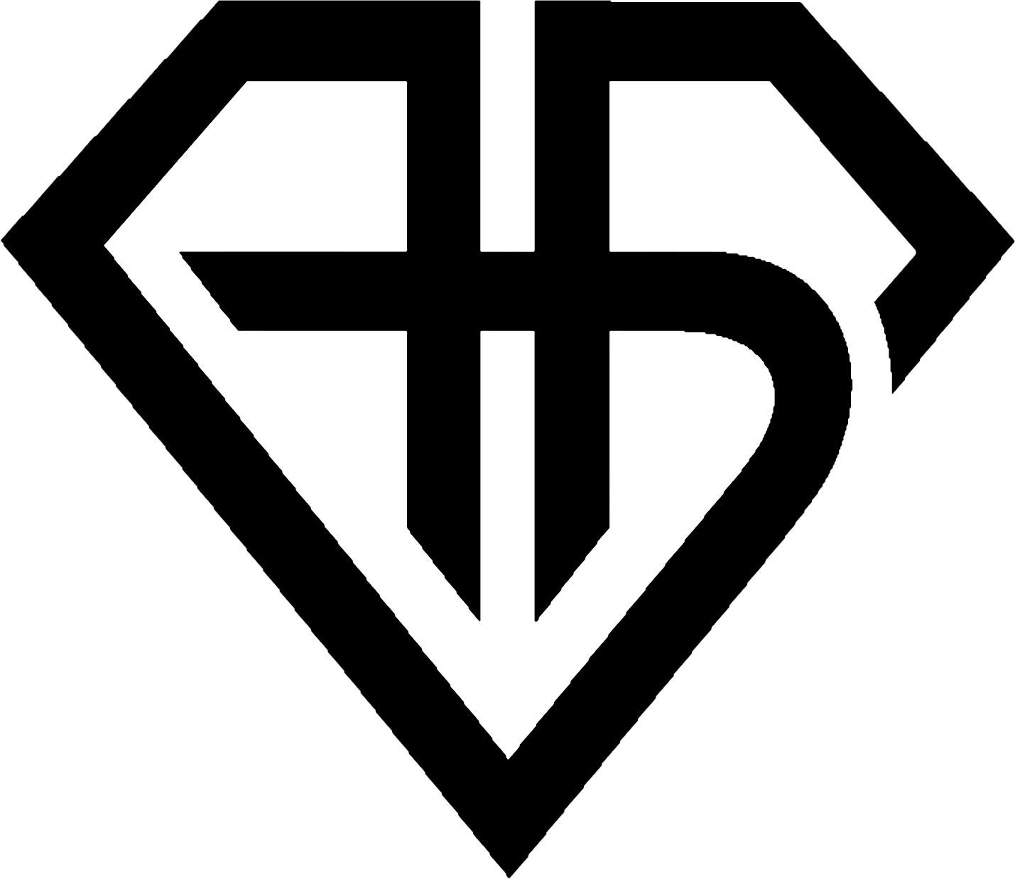 Black diamond-shaped logo with 