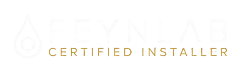 Logo with a teardrop shape and the words