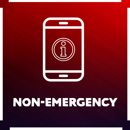 A non-emergency call icon with a cell phone on a red background.