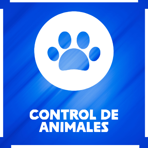 A blue sign with a white paw print and the words animal control