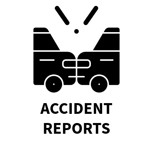 It is a black and white icon of an accident report.